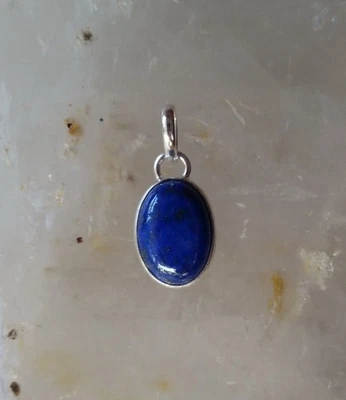 Lapis Lazuli Solid 925 Sterling Silver Pear/Oval High Quality Gemstone Pendant - image 1 of 3