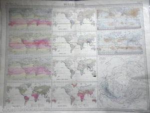 Original 1925 Antiquarian Map of World Climate - Times Atlas Maps, Bartholomew - Picture 1 of 1