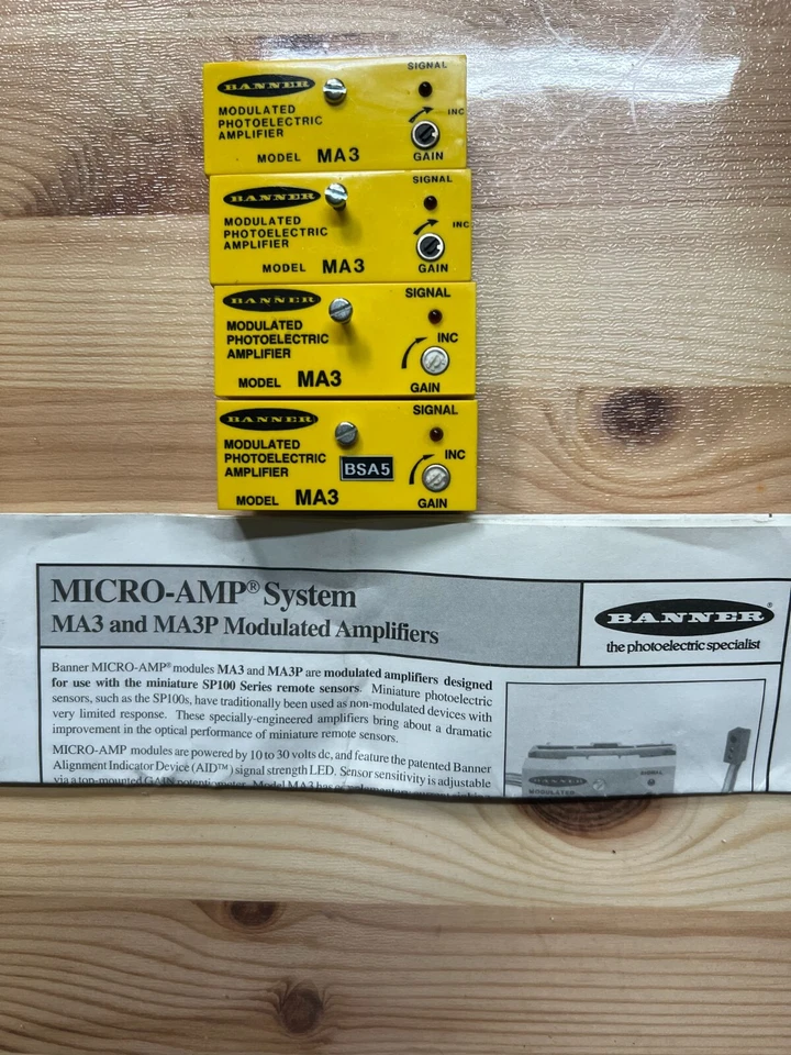 4pcs of  Banner MA3 Modulated Photoelectric Amplifiers, Pre-Owned. - Image 1 of 1