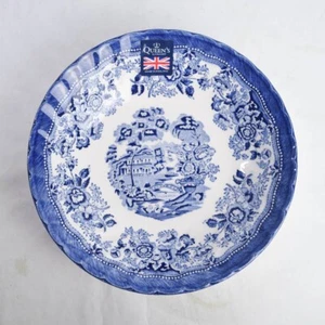 Queens Churchill Blue White Tonquin Landscape 9" Vegetable Serve Bowl England - Picture 1 of 6