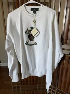 VINTAGE LYLE & SCOTT weiß 100 % BAUMWOLLE RUNDHALSAUSSCHNITT PULLOVER GRÖSSE XL - Bild 1 von 9