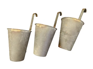 Vintage Flower Container Fence Hanging Planter Rustic Flower Pots 3 - NEW - Picture 1 of 6