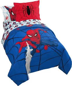 Marvel Spiderman Webtastic 5 Piece Twin Size Bed Set - Includes Reversible Comfo - Picture 1 of 12
