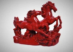 Resin Two Running Victory Horses Statue (Red, Size Small -13cm) FREE SHIPPING . - Picture 1 of 4