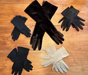 Lot 5 Pair Gloves Elbow Regular Fabric Open Work Giorgio Armani Wear Right Vtg. - Picture 1 of 24