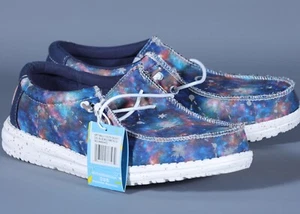 HEY DUDE WALLY YOUTH GALAXY BLUE MULTI/METALLIC Slip-On Boys Shoe Sz YT4 - Picture 1 of 3