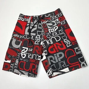 Rip Curl Boardshorts Boys Size 12 Years Black Red Drawstring Waist - Picture 1 of 12