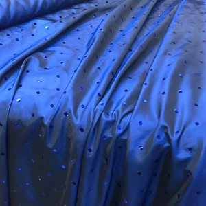 10m Sequin Mirror Taffeta Dress Fabric Drape Two-Tone Silk Shot 54" NAVY BLUE - Picture 1 of 8