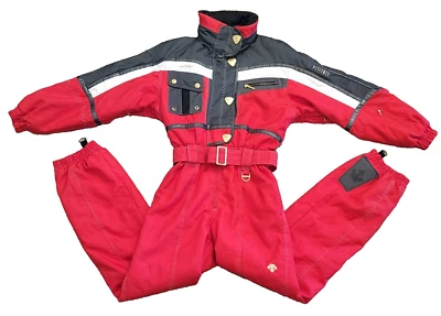 Traje de esquí Descente para mujer traje de nieve de una pieza babero de nieve rojo negro ventilado talla US 6 Foto 1 de 4