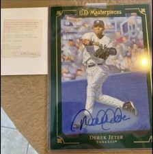 DEREK JETER 2007 UD MASTERPIECES 5X7 CANVAS AUTOGRAPH BOX TOPPER AUTO UPPER DECK