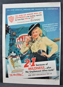 Vintage 1952 Chesterfield Cigarettes Magazine annuncio pagina intera stella Lucille Norman - Foto 1 di 1