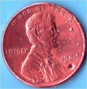 '1988 D, BUBBLE BLOWING Lincoln Penny' ERRORs: MINT mark & TRUS TO', RARE ERROR - Bild 1 von 5