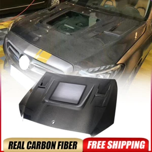 For Benz W205 C250 C300 C43 2015-19 Bumper Engine Hood Cover Bonnet Carbon Fiber - Picture 1 of 12