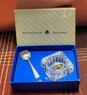 Cuchara de sal vintage Cambridge Salt Cellar Dip Westmorland Sterling Hilton en caja Foto 1 de 4
