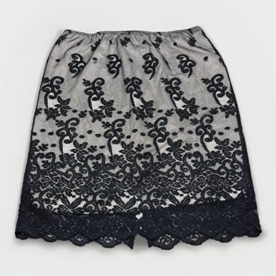 Lane Bryant Skirt Womens Plus Size 26 Black Lace Nude Overlay Embroidered - Image 1 of 4