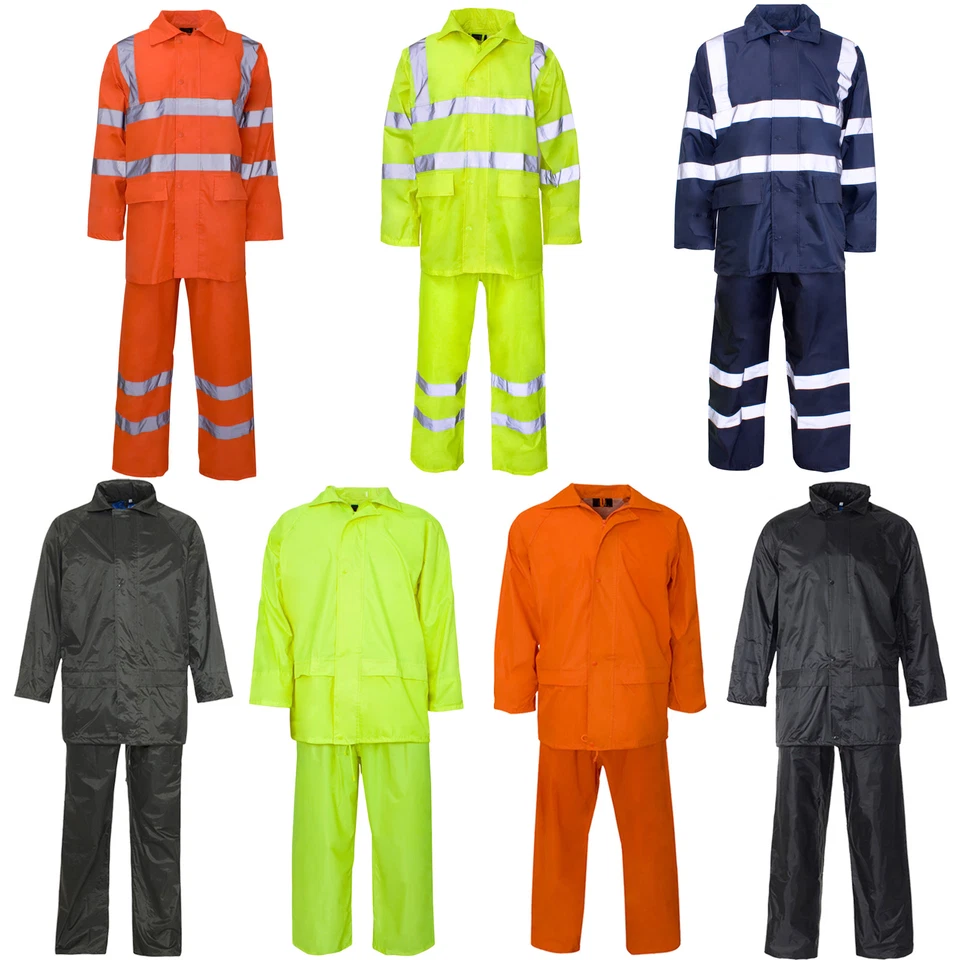 UNISEX MENS LADIES WOMENS HOODED PUDDLE RAINSUIT WATERPROOF PVC WORK RAIN WEAR - Image 1 of 1