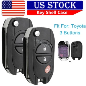 2 Flip Remote Key Fob Shell Case Cover For Toyota Sequoia Sienna Tundra Tacoma - Picture 1 of 11