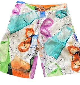 Gap Boys Swim Trunks Youth Xl 12 Goggles Fins Print Colorful Shorts Elastic - Picture 1 of 7