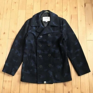 2012 SCHOTT × BAPE camo Melton wool peacoat Navy A Bathing Ape Size XL - Picture 1 of 8