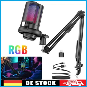 RGB Gaming Mikrofon Mikrofone PC USB Mikrofon mit Mikrofonarm für Mac PS4 PS5 - Bild 1 von 18
