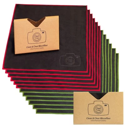 CLEAN & CLEAR MICROFIBER LARGE [12 Pack]Clean&Clear Microfiber-ULTRA PREMIUM QUALITY Lens Cleaning Cloths