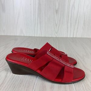 Italian Shoemakers Slip-on Strap Wedge Open Toe Sandals Size 7.5