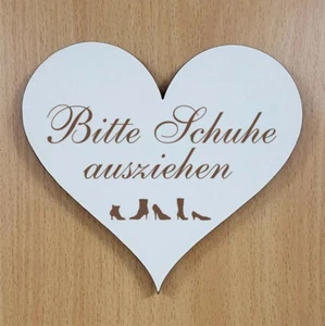 Bitte Schuhe ausziehen Schild Herz Türschild selbstklebend Hinweisschild 13x12cm - Bild 1 von 3