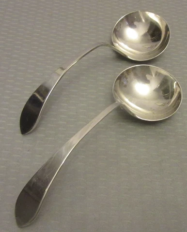 Frank M Whiting Sterling Silver ADAM Cream Sauce Ladles Pair 1944 MCM 5-1/4" 2P Cover