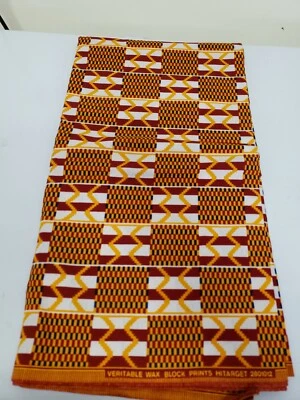 Kente 100% cotton African Ankara Prints. By The Yard . 36 inch by 45 inches Foto 1 de 3