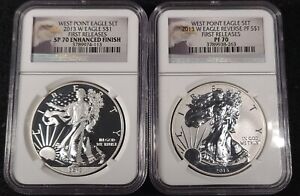 2013-W West Point Eagle 2-Coin Set NGC 1st Releases SP70/PF70 Enhanced/Reverse