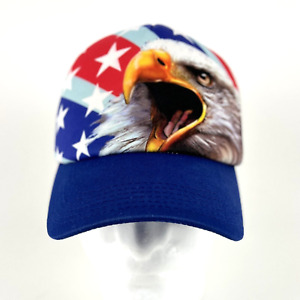 Łysy orzeł patriotyczny kapelusz trucker czapka czerwona biała niebieskie gwiazdy paski zatrzask USA