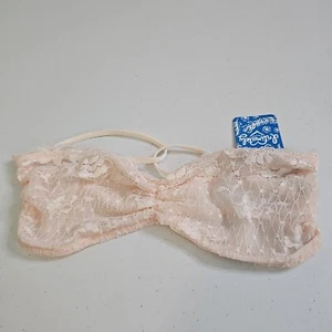 NEW NWT FREE PEOPLE Lace Bandeau Bralette Bra Light Pink Lace Size XS - Picture 1 of 6