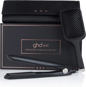 Gold Gift Set, Styler Gold Con Spazzola Paddle E Astuccio-Tappetino Termoresiste - Foto 1 di 12