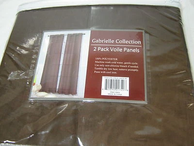 New Gabrielle Collection Grommets Voile Sheer Panels 2(40"x84") Chocolate  - Image 1 of 4