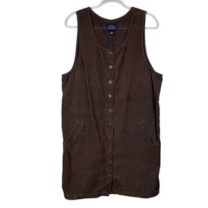 Vestido tipo jersey Sonoma Jean Company para mujer grande marrón pana bolsillos delanteros a presión - Imagen 1 de 9