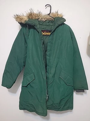 Vintage Down Filled Puffer Parka Coyote Fur Trim Long Coat Jacket Men S READ  - Image 1 of 4