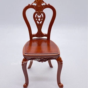 1:12 Scale Miniature Wooden Dining Chair Dollhouse Vintage Furniture Accessories - Picture 1 of 5