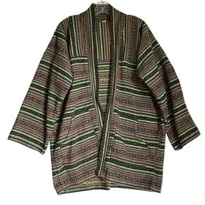 Kimono Jacke L/XL mehrfarbig gestreift gewebt Boho Ethno vorne offen Made Nepal - Bild 1 von 7