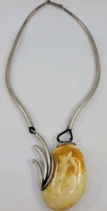 Vintage Ei Eigelb Butterscotch Bernstein Sterling Halskette Seltene Größe Natur - Bild 1 von 8