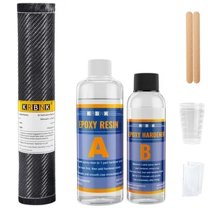 5FT Carbon Fiber Repair Kit, 12" Carbon Fiber Cloth Roll, 8OZ Epoxy Resin 4OZ... - Picture 1 of 6