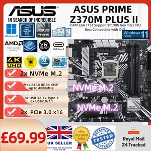 Carte mère ASUS PRIME Z370M Plus II LGA1151 ATX pour 9ème 8ème génération i9 i7 i5 i3 - Photo 1/6