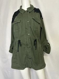 Torrid Anorak Jacke Größe 1X olivgrün schwarz Spitze Twill durchgehender Reißverschluss Rollriegel - Bild 1 von 5