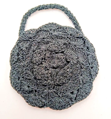 Moneda bohemia negra vintage ganchillo purce 4" diámetro Forro satinado biselado... Foto 1 de 4