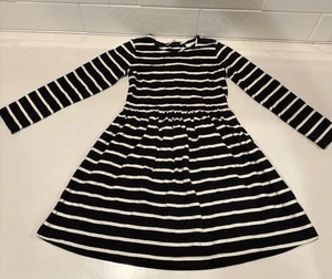 Hanna Andersson gestreiftes schwarz-weißes Mädchen Kleid Gold Reißverschluss Urlaub 110 Gr. 5 - Bild 1 von 12