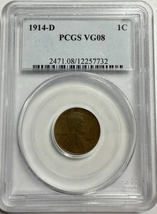 1914-D Lincoln Wheat Cent - PCGS VG 8 - Nice Coin - Free Shipping - Picture 1 of 4