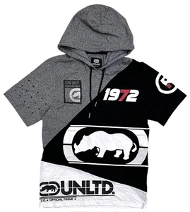 Ecko Unltd Men's Hoodie T-Shirt Slant Panel Stitch Short Sleeve Tee - Picture 1 of 4