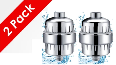 High-Output Shower Filter (2-pack) w/ Replaceable Multi-Stage Cartridge. - Image 1 of 4