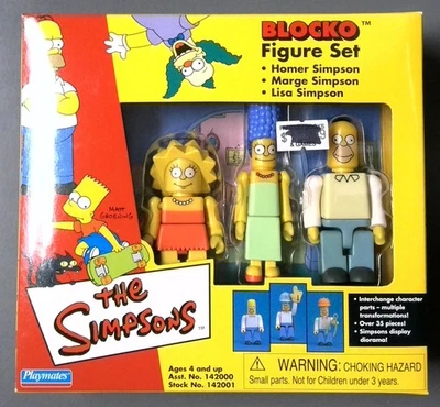 The Simpsons Blocko Figure Set 42001 (Homer, Marge, Lisa) - Playmates 2002 - Image 1 of 2