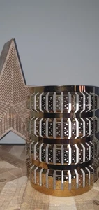 MODERNE TROMMEL STIL LEUCHTE / LAMPENSCHIRM DECKEN PENDELLEUCHTE STERNMUSTER LASERGESCHNITTEN  - Bild 1 von 2