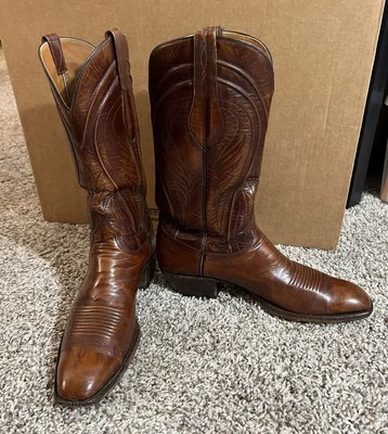 LUCCHESE SAN ANTONIO HANDMADE Sz 11A SEVILLE CORD BROWN FRENCH TOE COWBOY BOOTS - Image 1 of 4